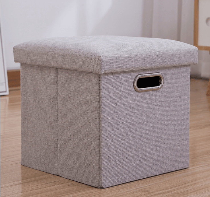 Simple Fabric Storage Storage Stool Folding Shoe Bench Footstool Can Sit With Lid Storage Box Stool 30*30*30cm/40*25*25cm - MarvelouStoree