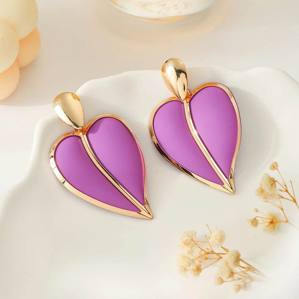 Colorful spray painted love water droplet double-layer earrings - MarvelouStoree