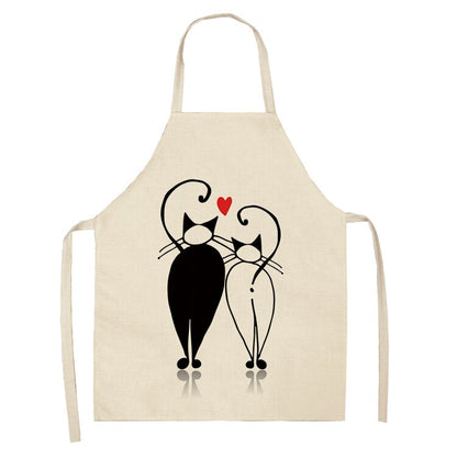 Cat Kitchen Aprons For Women Cotton Linen Bibs Household Cleaning Pinafore Home Cooking Apron kids kitchen barber