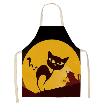 Cat Kitchen Aprons For Women Cotton Linen Bibs Household Cleaning Pinafore Home Cooking Apron kids kitchen barber