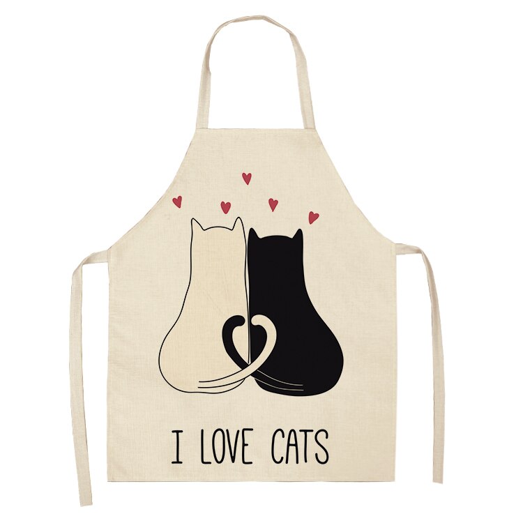 Cat Kitchen Aprons For Women Cotton Linen Bibs Household Cleaning Pinafore Home Cooking Apron kids kitchen barber