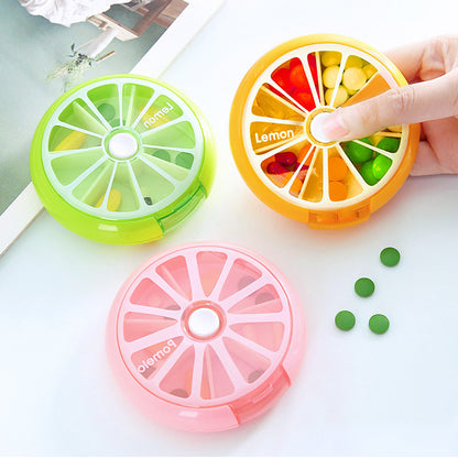 Lemon Portable Small Pill Box Carry-on Packing Box Rotating Mini Pill Medicine Packing Tablet Storage Box