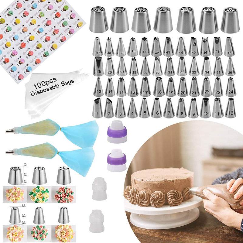 Numbered 367 Piece Cake Turntable Cake Decorating Tools Piping Tip Non-Stick Baking Pan - MarvelouStoree