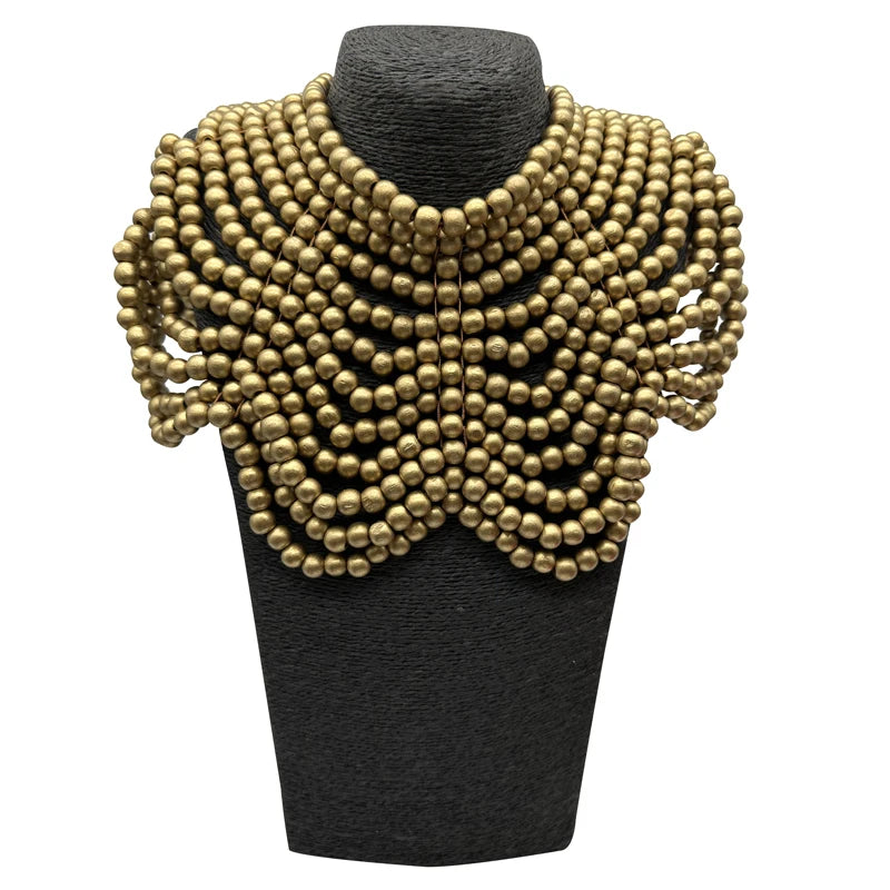 Wooden bead body chain handmade beaded women's clothing necklace shawl