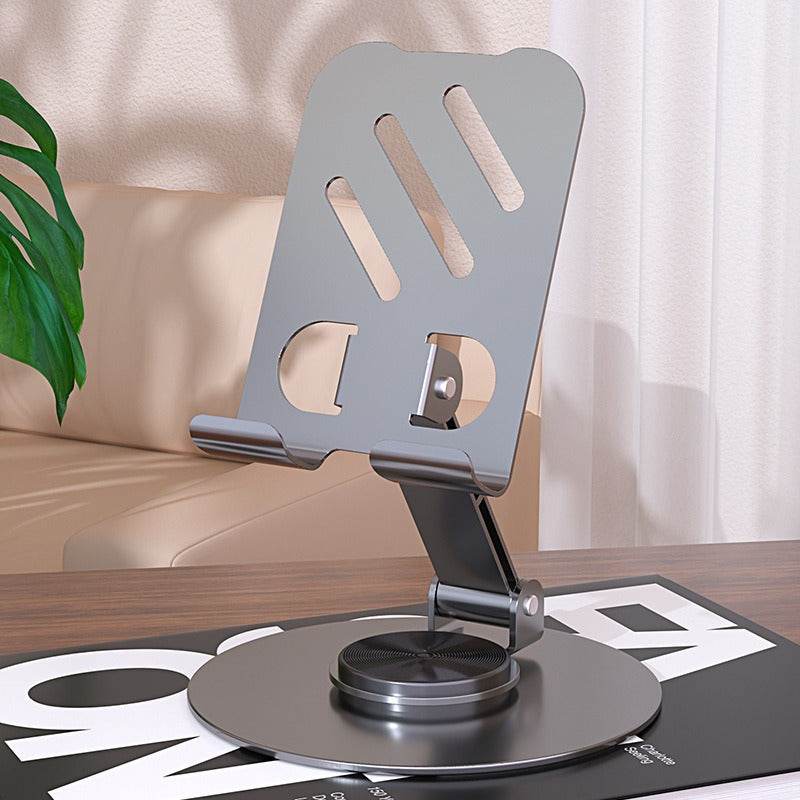 Aluminum alloy desktop phone holder with 360 degree rotation and folding, portable lazy all metal phone holder - MarvelouStoree