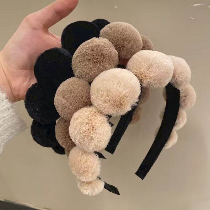 Retro plush hair hoop women's headband compression headband accessories - MarvelouStoree