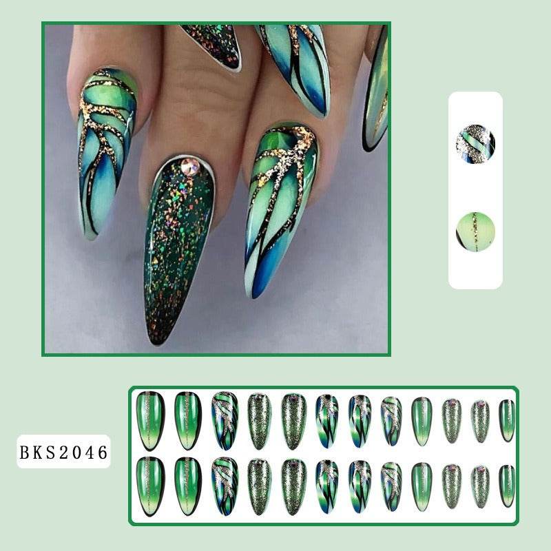 Nail Art Almond Nails Finished Wearable Nails Mid-Length Nail Art Patch Ins Style Hot Girl - MarvelouStoree