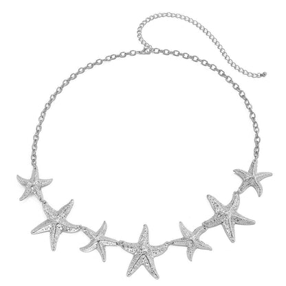 Ocean vacation style starfish waist chain body sexy beach imitation pearl flower body chain - MarvelouStoree