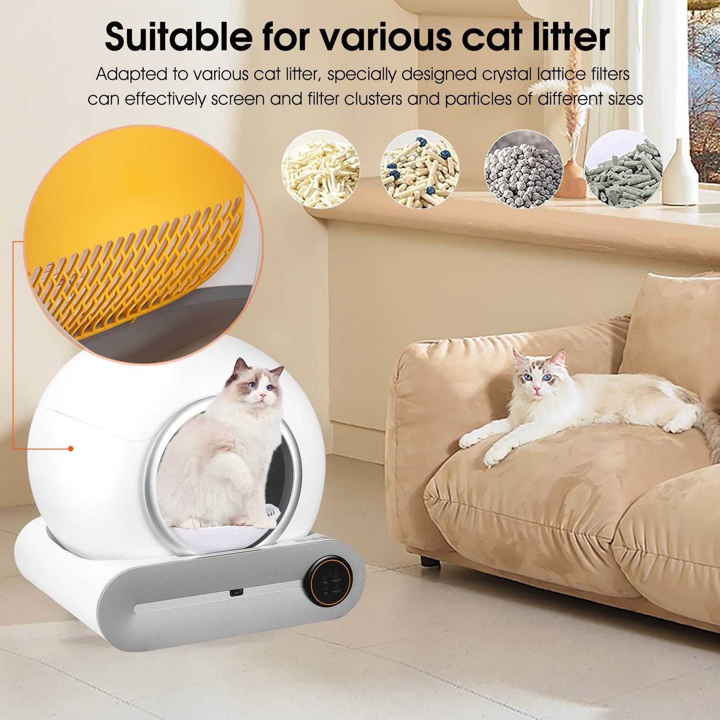 Automatic cleaning, eliminates odors, supports WiFi application control, intelligent automatic cat litter box with padding - MarvelouStoree