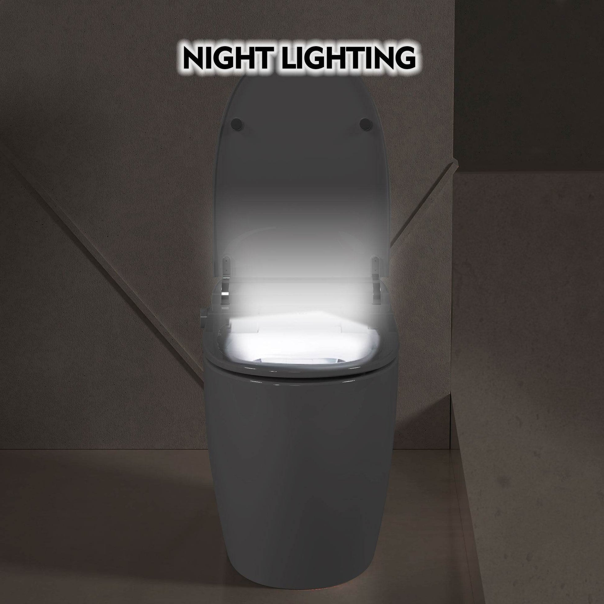 Heated seat intelligent toilet, integrated toilet, automatic flushing water tank toilet, with foot sensor flushing, white night - MarvelouStoree