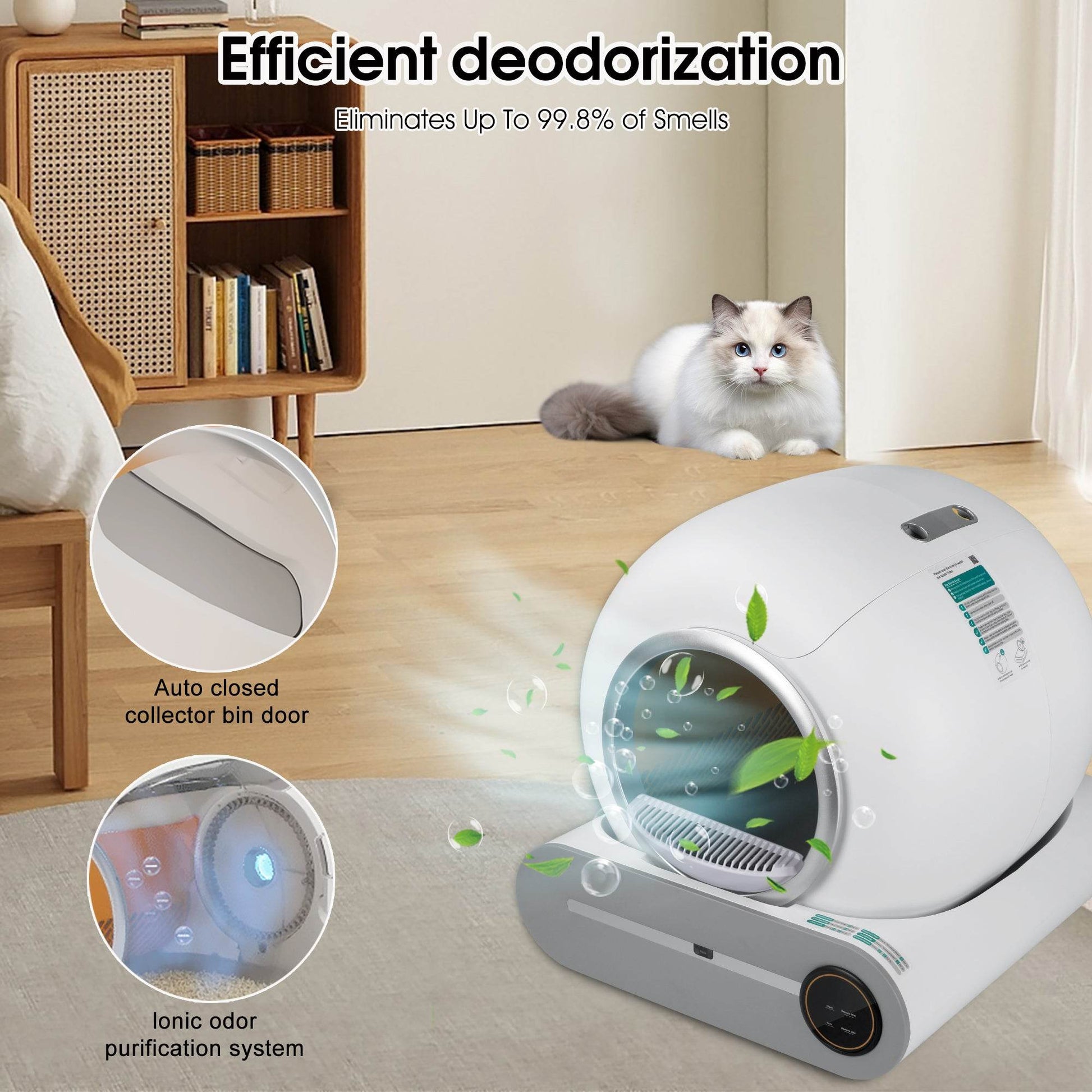 Automatic cleaning, eliminates odors, supports WiFi application control, intelligent automatic cat litter box with padding - MarvelouStoree