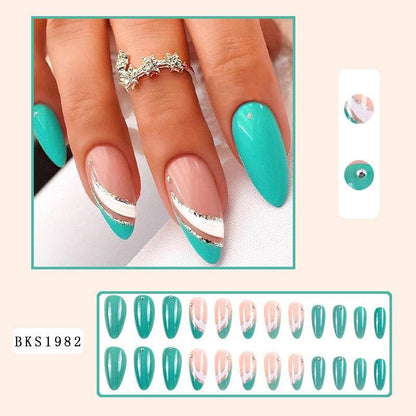 Nail Art Almond Nails Finished Wearable Nails Mid-Length Nail Art Patch Ins Style Hot Girl - MarvelouStoree