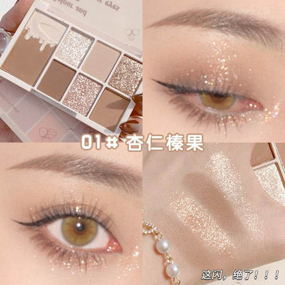 7 Color Eyeshadow Palette Red Wine Glitter Pearly Lasting Acrylic Eyeshadow Palette Korean Eyes Makeup Palette Beauty Makeup - MarvelouStoree