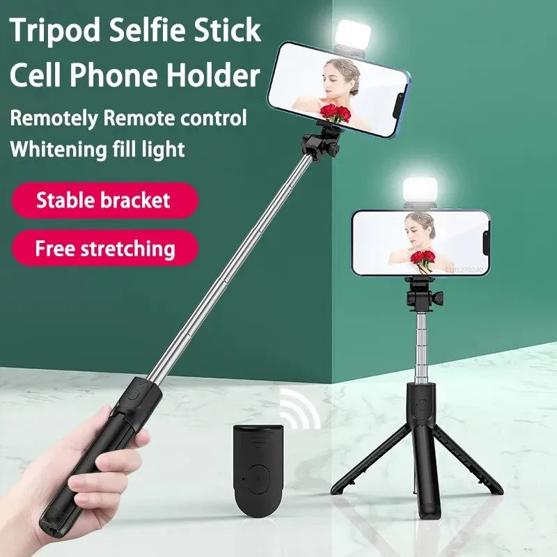 FGCLSY Monopod Remote Shutter Fill Light for iPhone Samsung Xiaomi Phone Holder Mini Tripod Wireless Bluetooth Selfie Stick