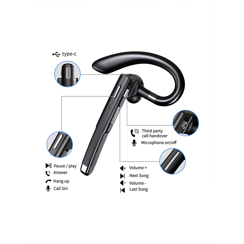 Bluetooth Earpiece Bluetooth V5.1 Headset with Charging Case Hands-Free Single Ear Headset Noise Canceling Mic for Xiaomi iPhone