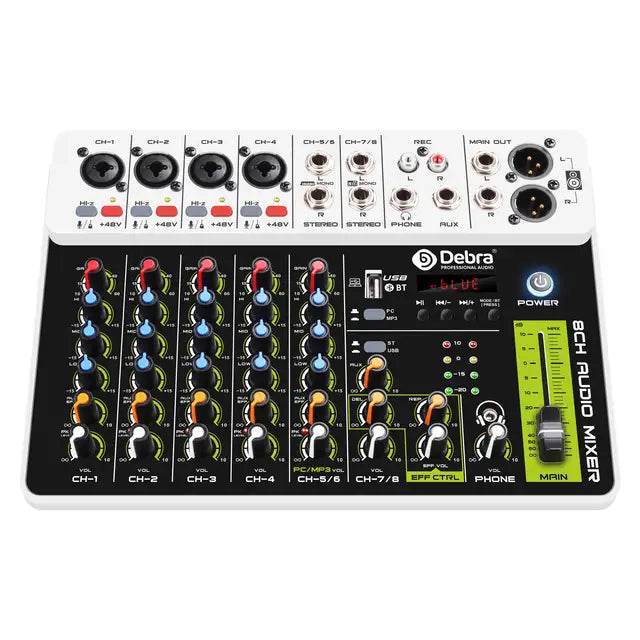 FROKET V8 Audio Mixer DJ Controller Mixer, 5.0 Bluetooth 48V Phantom Power, Low Bottom Noise For Mixing Console PC Recording - MarvelouStoree