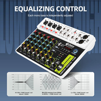 FROKET V8 Audio Mixer DJ Controller Mixer, 5.0 Bluetooth 48V Phantom Power, Low Bottom Noise For Mixing Console PC Recording - MarvelouStoree