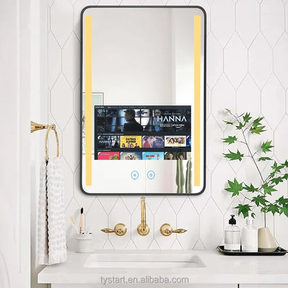 Factory Price Wall Mounted Magic Mirror Anti-Fog IP65 Waterproof Hotel Bathroom Touch Screen Mirror With Tv Android Smart Mirror