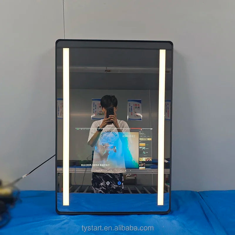 Factory Price Wall Mounted Magic Mirror Anti-Fog IP65 Waterproof Hotel Bathroom Touch Screen Mirror With Tv Android Smart Mirror