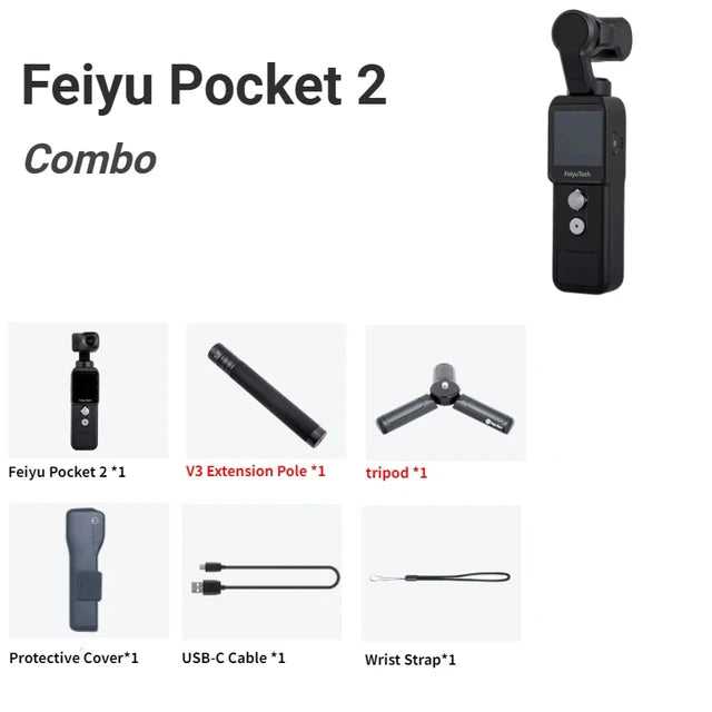 FeiyuTech Feiyu Pocket 2 Handheld 3-Axis Gimbal Stabilized 4K Video Action Camera With Mic 130° View 12MP Photo 4X Zoom