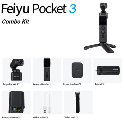 FeiyuTech-Official Pocket 3 Handheld Wireless Gimbal Camera, 3-Axis, 4K60fps, APP, Wireless Image Transmission, Magnetic Attach