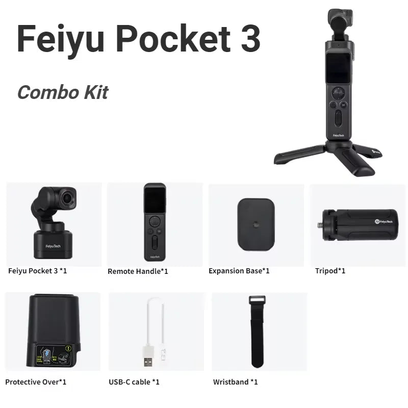 FeiyuTech-Official Pocket 3 Handheld Wireless Gimbal Camera, 3-Axis, 4K60fps, APP, Wireless Image Transmission, Magnetic Attach