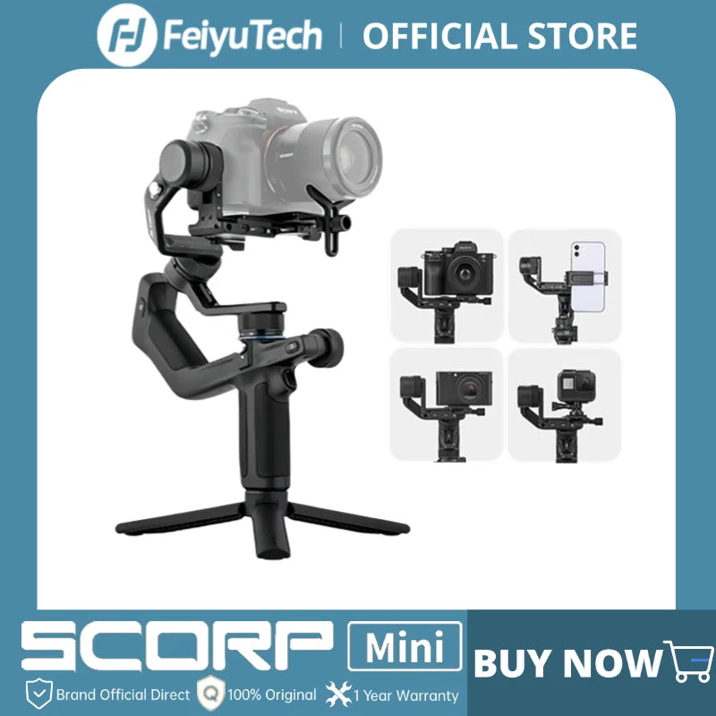 FeiyuTech Official SCORP Mini-1 three Axis Handheld All-in-One Gimbal Stabilizer for GoPro Smartphone Mirrorless Camera