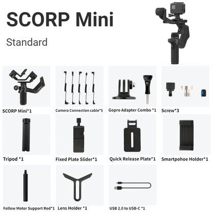 FeiyuTech Official SCORP Mini-1 three Axis Handheld All-in-One Gimbal Stabilizer for GoPro Smartphone Mirrorless Camera