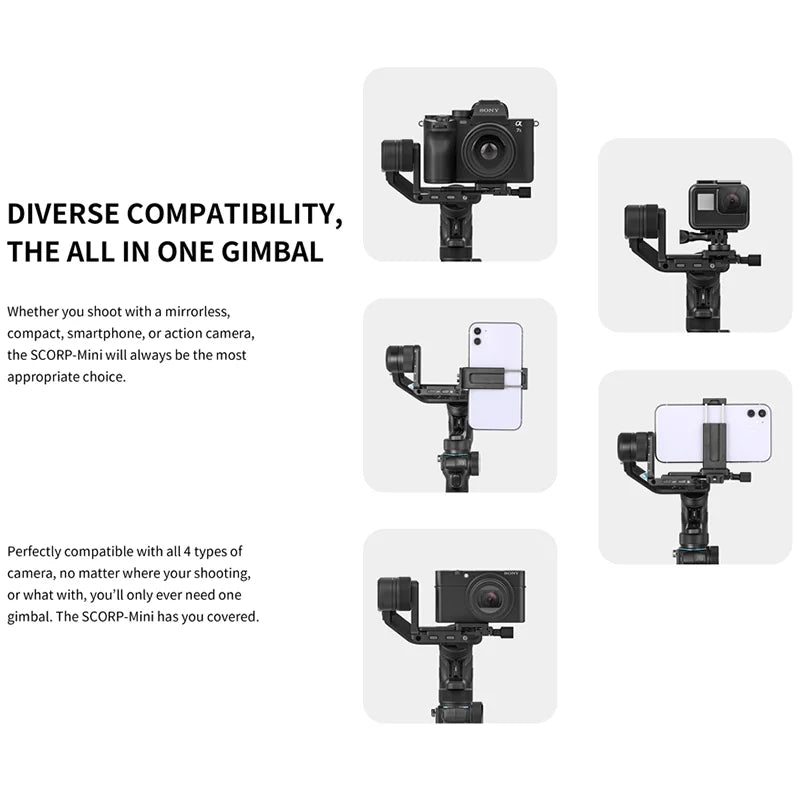 FeiyuTech Official SCORP Mini-1 three Axis Handheld All-in-One Gimbal Stabilizer for GoPro Smartphone Mirrorless Camera