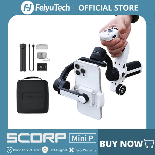 FeiyuTech Scorp Mini-P 3-Axis Handheld Gimbal for Smartphone Handle Grip, AI Tracker, Fill Light, 520g load, for iPhone Android