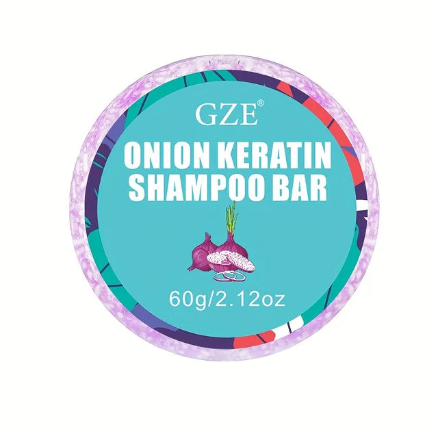 GZE Onion Hair Shampoo Bar Soap for Hair Thicken & Strengthens, Soft and Shine, with Onion Oil & Plant Keratin Shampoo Bar 60g