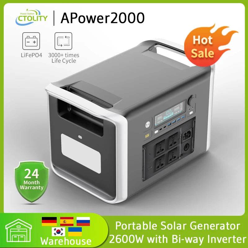 Germany Warehouse Stock 1800W 2400W Lifepo4 Battery Portable Power Station UPS Function Camping Emergency Power Energy - MarvelouStoree