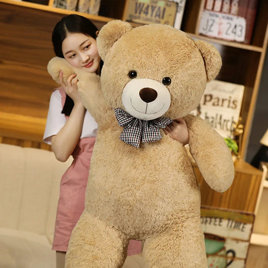 Marveloustoree Giant 105cm Soft Teddy Bear Plush Toys White&Pink&Brown Bear Super Big Hugging Pillow Animal Cushion Children Birthday Gift