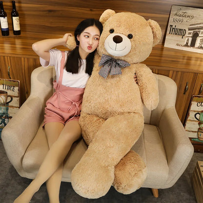 Marveloustoree Giant 105cm Soft Teddy Bear Plush Toys White&Pink&Brown Bear Super Big Hugging Pillow Animal Cushion Children Birthday Gift