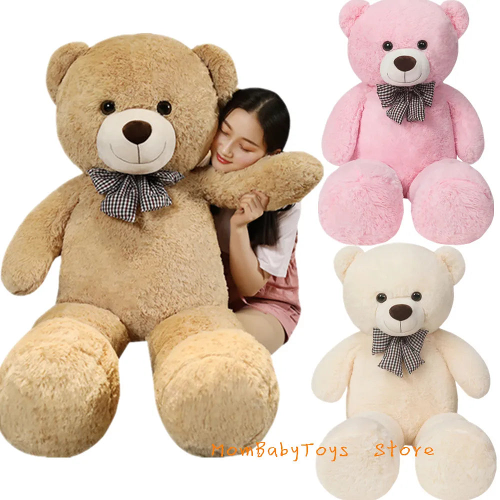 Marveloustoree Giant 105cm Soft Teddy Bear Plush Toys White&Pink&Brown Bear Super Big Hugging Pillow Animal Cushion Children Birthday Gift