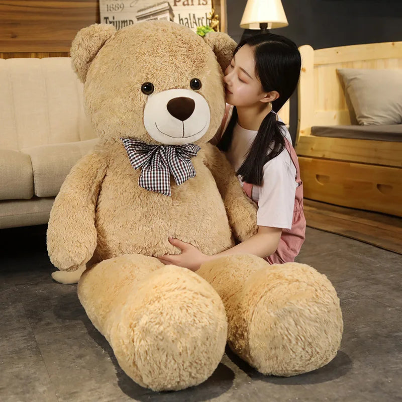 Marveloustoree Giant 105cm Soft Teddy Bear Plush Toys White&Pink&Brown Bear Super Big Hugging Pillow Animal Cushion Children Birthday Gift