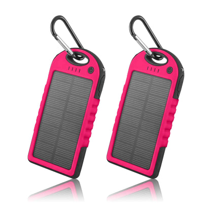 5000mAh Solar Power Bank Phone Charger 2-Pack