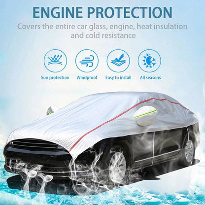 Universal Half Car Cover Waterproof Outdoor Cover Oxford Sun Rain Uv Protection Dustproof Snowproof Car Body Cover for SUV Sedan - MarvelouStoree