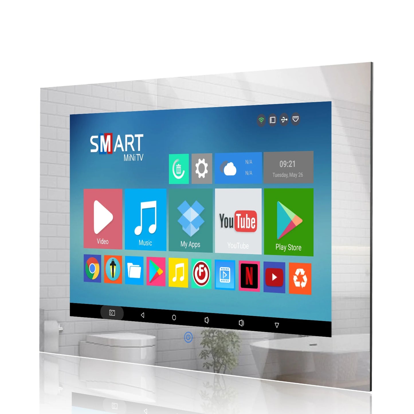 Haocrown 42 Inch Waterproof Mirror TV, Smart Android 11.0 Television Full HD 1080P Built-in Wi-Fi Bluetooth Waterproof Speakers