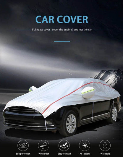 Universal Half Car Cover Waterproof Outdoor Cover Oxford Sun Rain Uv Protection Dustproof Snowproof Car Body Cover for SUV Sedan - MarvelouStoree