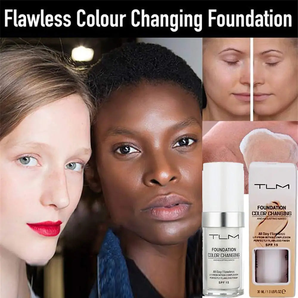 TLM Foundation Magic Color Changing Foundation Liquid Soft Matte Long Lasting Hydrating Makeup Base maquiagem