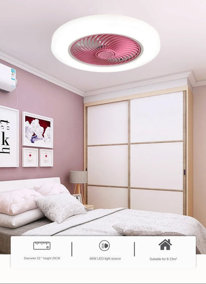 Smart Ceiling Fan Fans With Lights Remote Control Bedroom Decor Ventilator Lamp 52cm Air Invisible Blades Retractable Silent