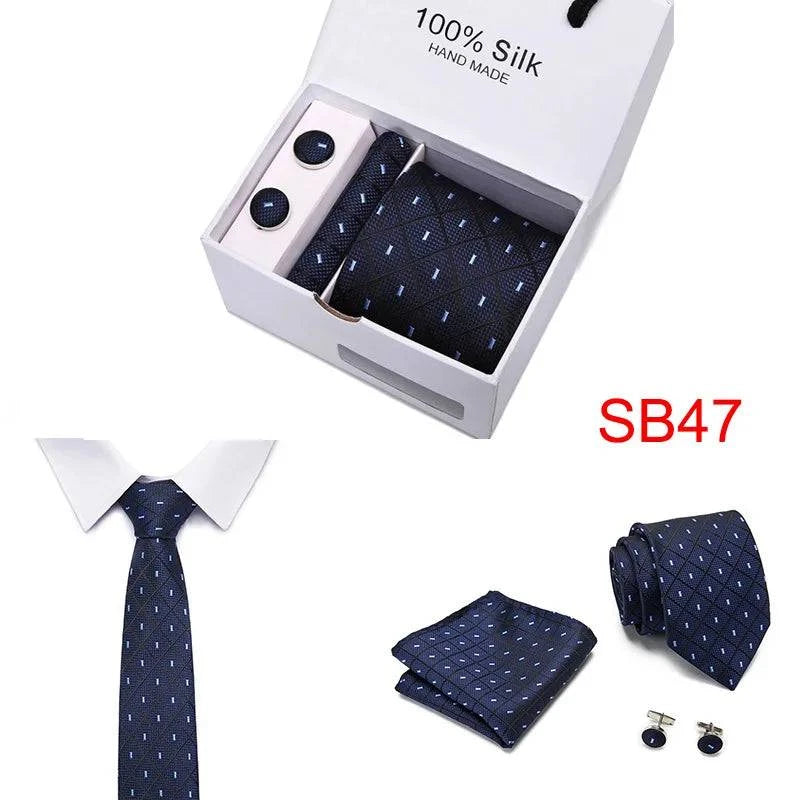 New Plaid men ties set Extra Long Size 145cm*7.5cm Necktie navy blue Paisley Silk Jacquard Woven Neck Tie Suit Wedding Party