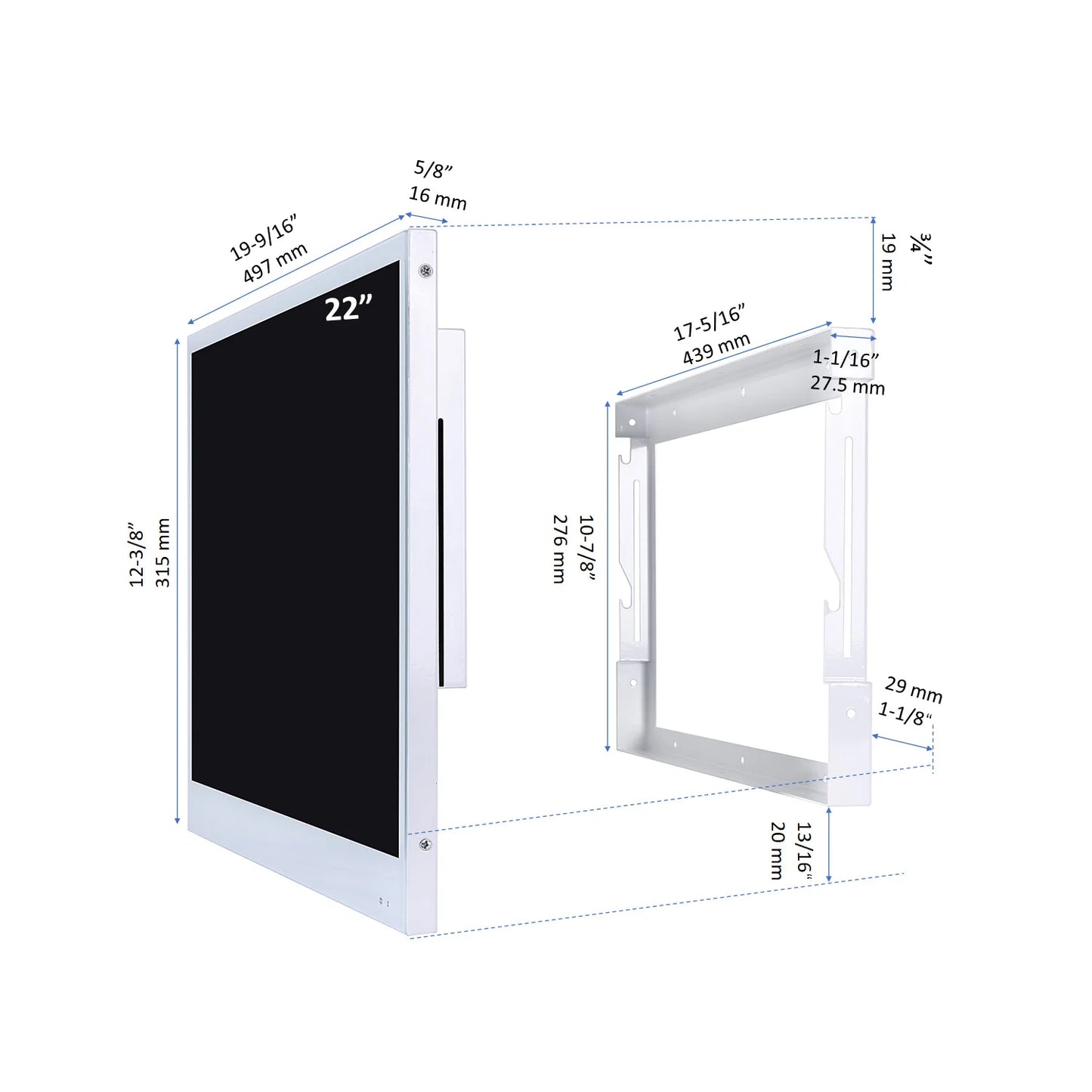 Soulaca 22 Inch Bathroom TV Smart Mirror TV IP66 Waterproof Integrated with Wi-Fi and Bluetooth (2021 Model)