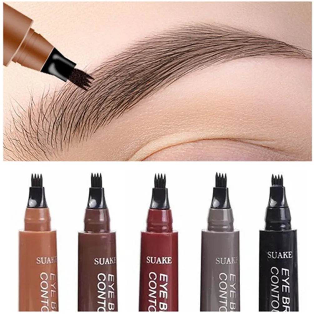 4D Microblading Eyebrow Pen 4 Forks Tip Eyebrow Tattoo Pencil Long Lasting Fine Sketch Liquid Eye Brow Make Up - MarvelouStoree