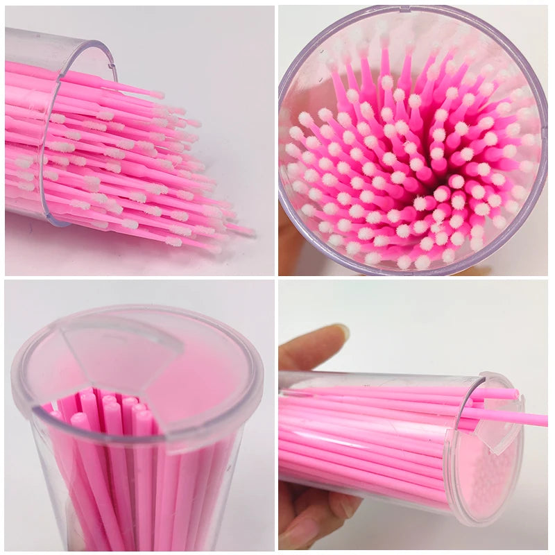 100PCS/Bottle Eyelash Extension Cleaning Swabs Lash Lift Glue Remover Applicators Microblade Makeup Micro Brushes Tool - MarvelouStoree