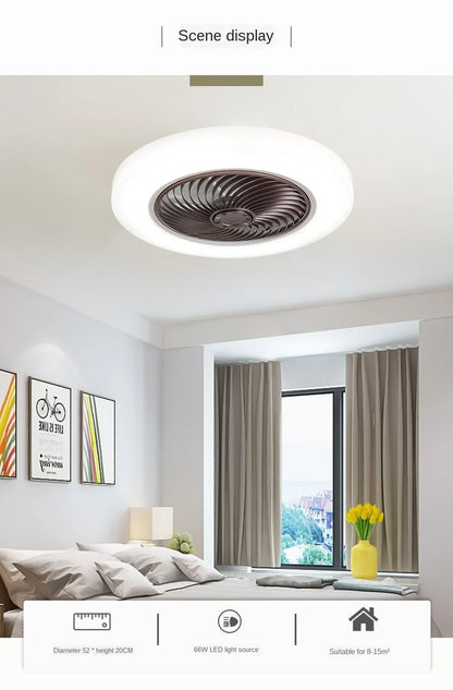 Smart Ceiling Fan Fans With Lights Remote Control Bedroom Decor Ventilator Lamp 52cm Air Invisible Blades Retractable Silent