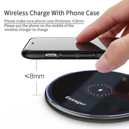 Essager 15W Qi Wireless Charger Fast Wireless Phone Charging Induction Pad For iPhone 12 11 Pro Max X Xiaomi mi 10 Samsung S20