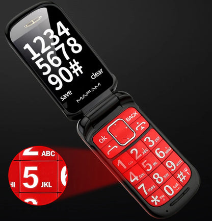 Mafam F899 Flip Elderly Cellphone Two Display 2.4" SOS Fast Quick Call Dial Push Button Folded Senior Mobile Phone Torch