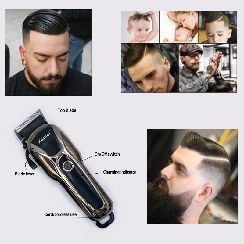 Kemei Hair Clipper Electric Hair Trimmer Professional Men's hair clipper cordless beard trimmer LED display Wireless Hair Cutter